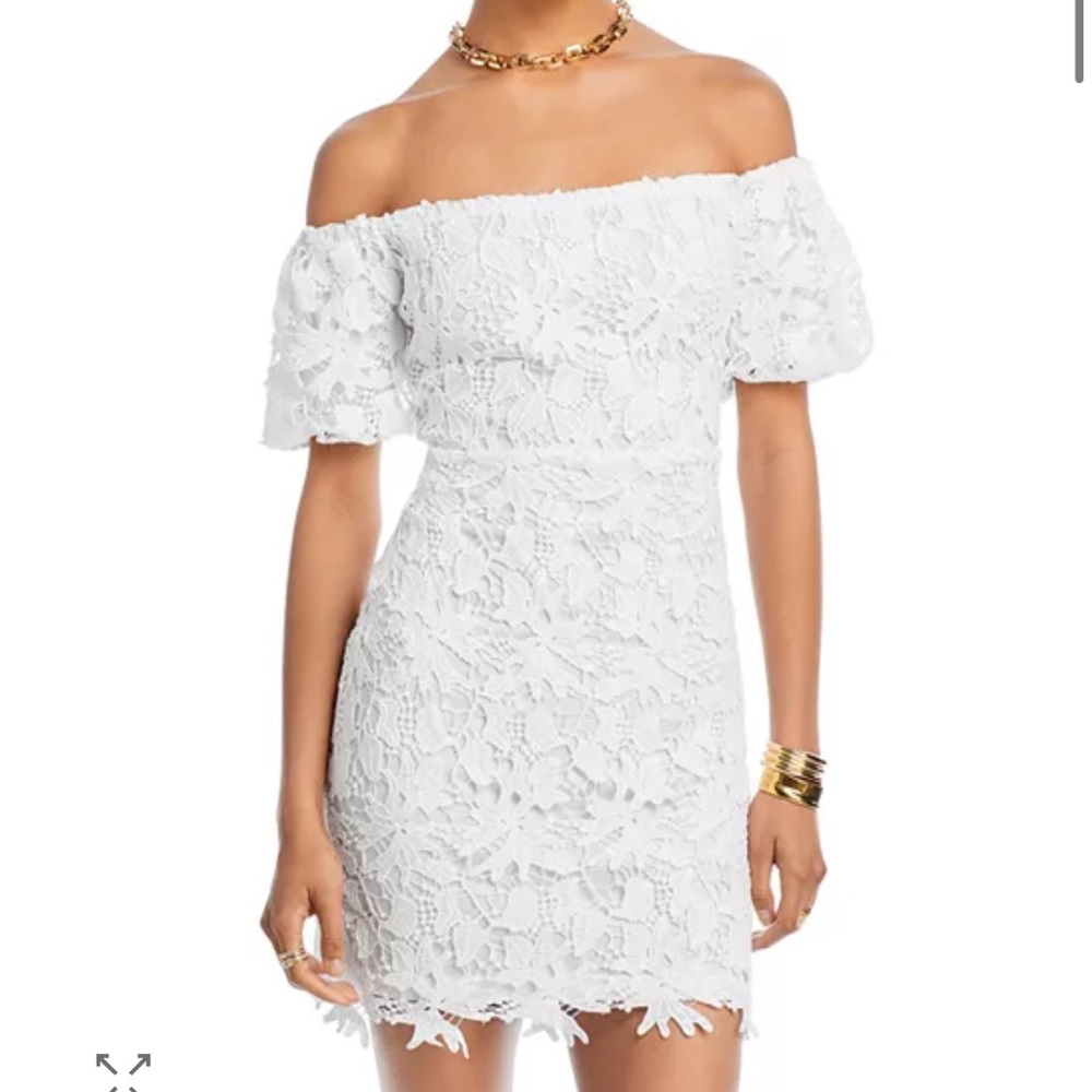 Lush Strapless White Lace Dress